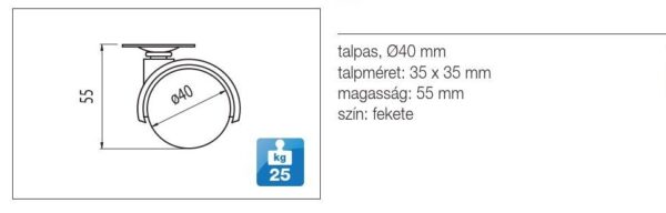 Točkić za nameštaj sa stopom, 40mm - Image 2