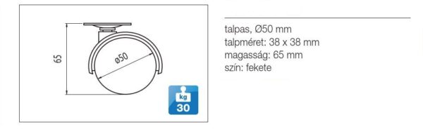Točkić za nameštaj sa stopom, 50mm - Image 2