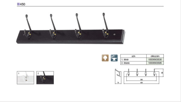 Čiviluk drvo-metal, redni 450 sa 4 zakačke - Image 4