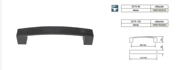 Aluminijumska ručica za nameštaj E078 crna - Image 2